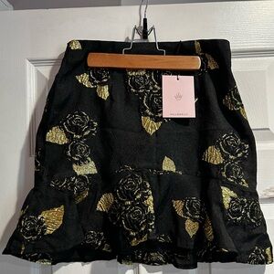 Gold Rose Print Skirt